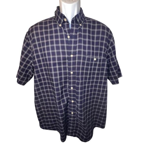 Town Craft L wrinkle free cotton short sleeve button western checkered shirt - Picture 1 of 7